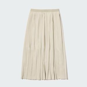 UNIQLO｜NWT Asymmetry Pleated Skirt with Slit in Cream Sz S